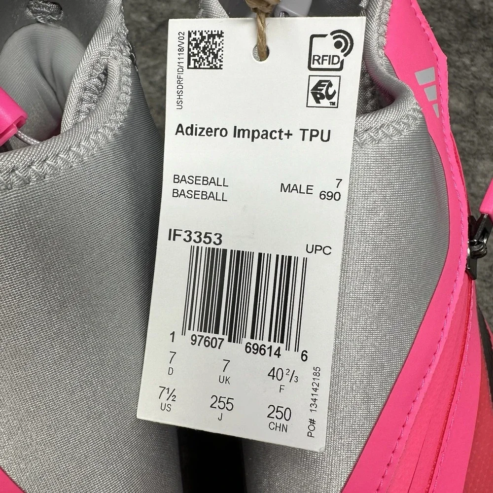Adidas Adizero Impact+ TPU Baseball Cleats Mens Sz 7.5 Pink Gray Molded IF3353